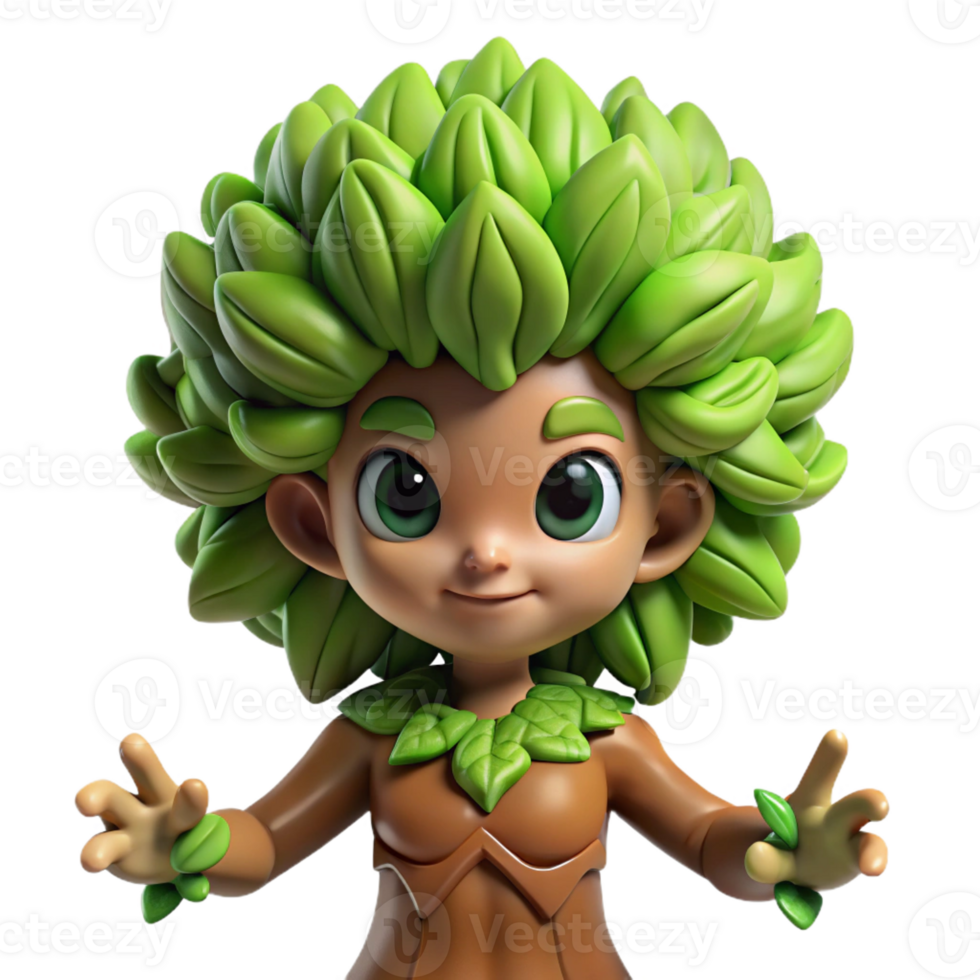 elegant minimalist A playful dryad with bark-like skin and leafy hair, merging with a giant oak tree. Surrealism style, dappled lighting premium png