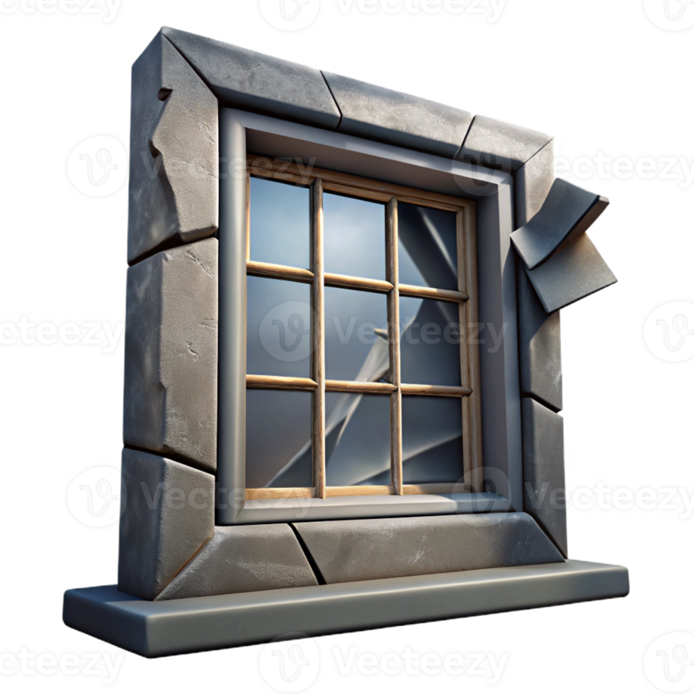 dramatic classic A broken window in an abandoned building, urban decay theme, dim overcast light, gritty realism authentic png
