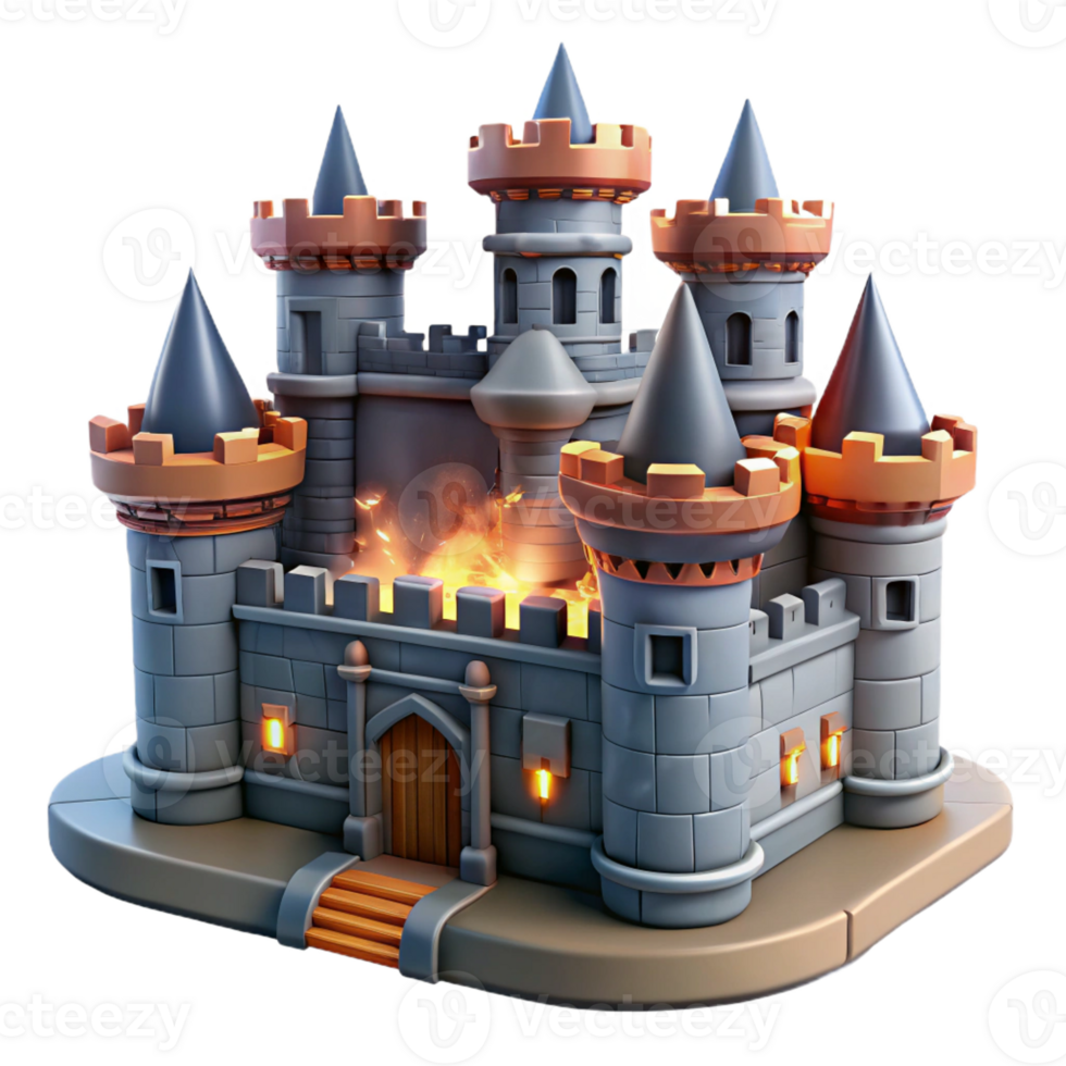extraordinary modern A medieval castle under siege, dramatic action, realistic detail, smoky atmosphere professional png