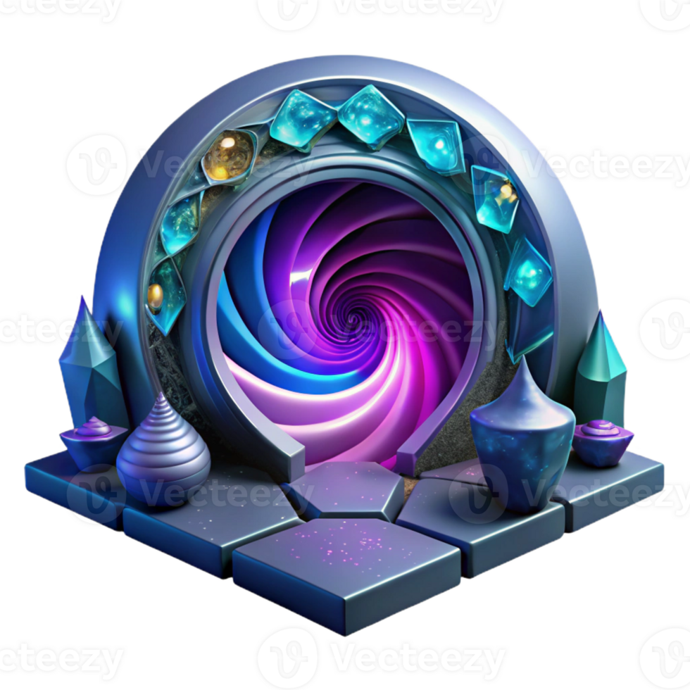 beautiful abstract A portal to another dimension, swirling with vibrant colors and strange geometric patterns, in a dark, futuristic laboratory. Surreal, abstract style, dynamic composition genuine png
