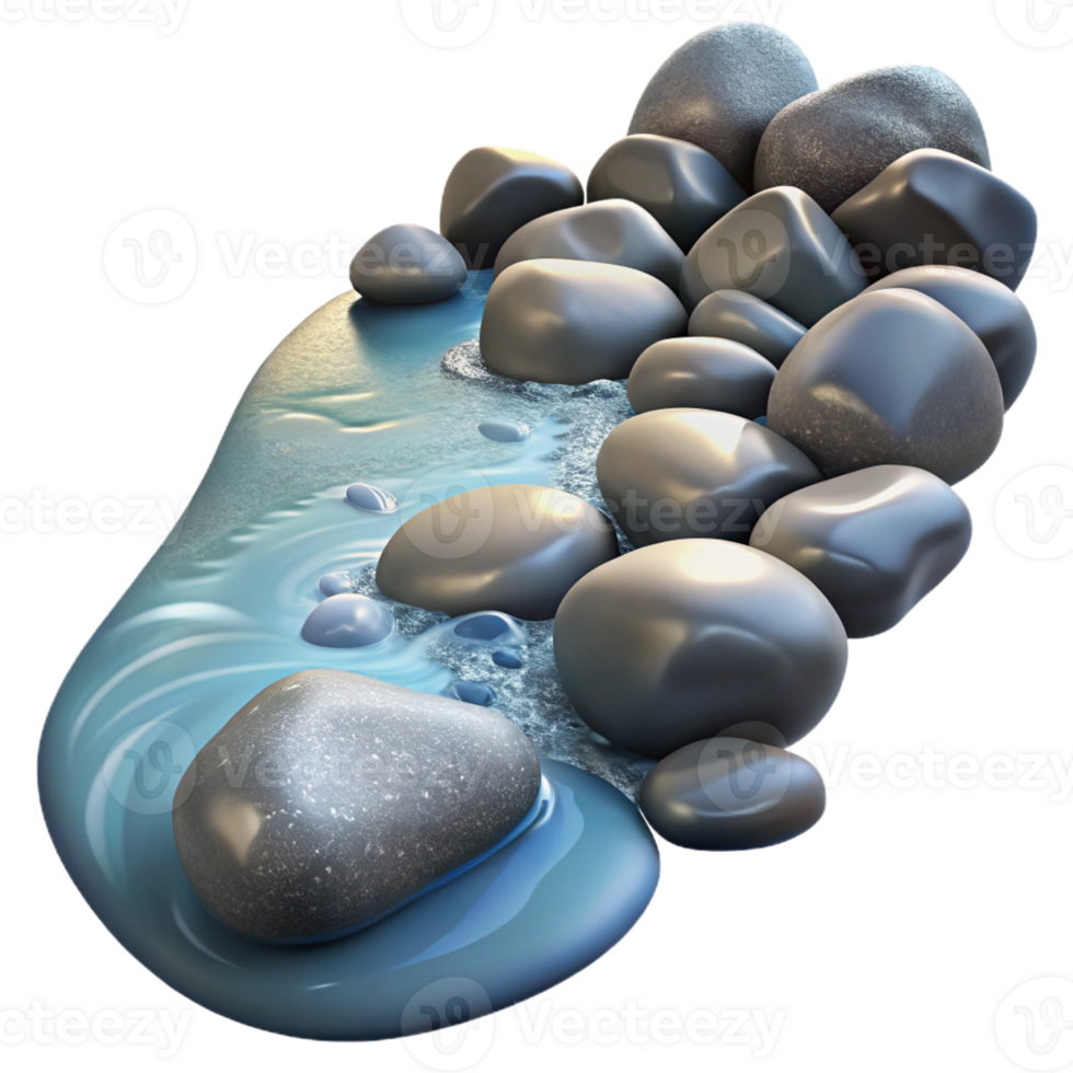 impressive rustic A crystal clear stream flowing over smooth pebbles, dappled sunlight, realistic style genuine png