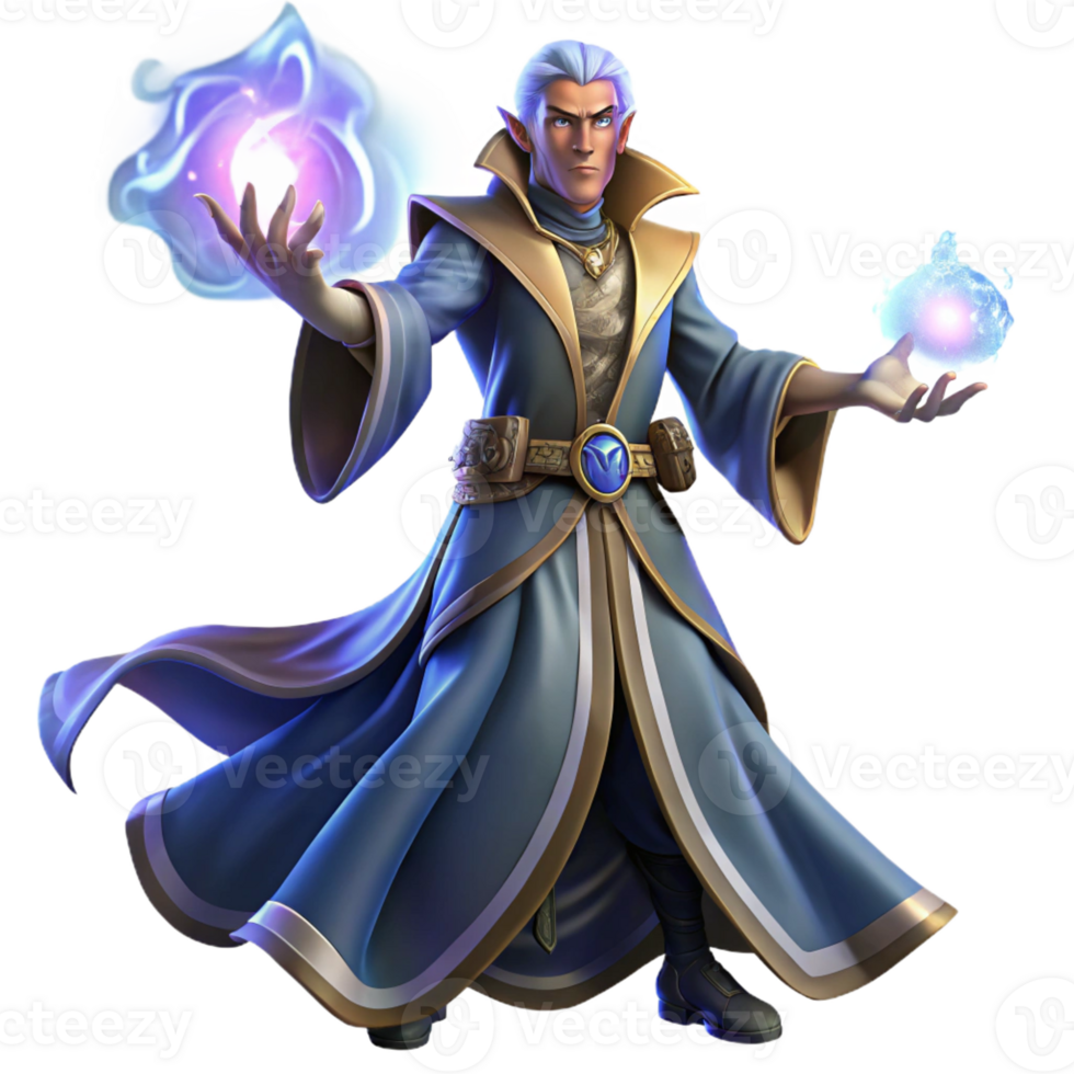 beautiful creative A powerful sorcerer with flowing robes and glowing hands, casting a spell of swirling arcane energy. Dramatic, magical lighting, fantasy painting style exclusive png