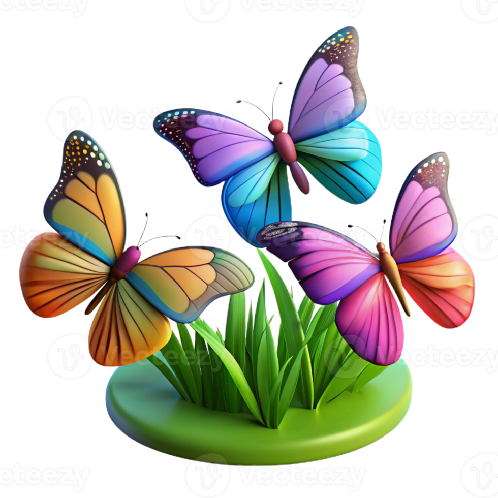 vibrant contemporary A group of butterflies migrating across a field, colorful and dynamic, nature photography premium png