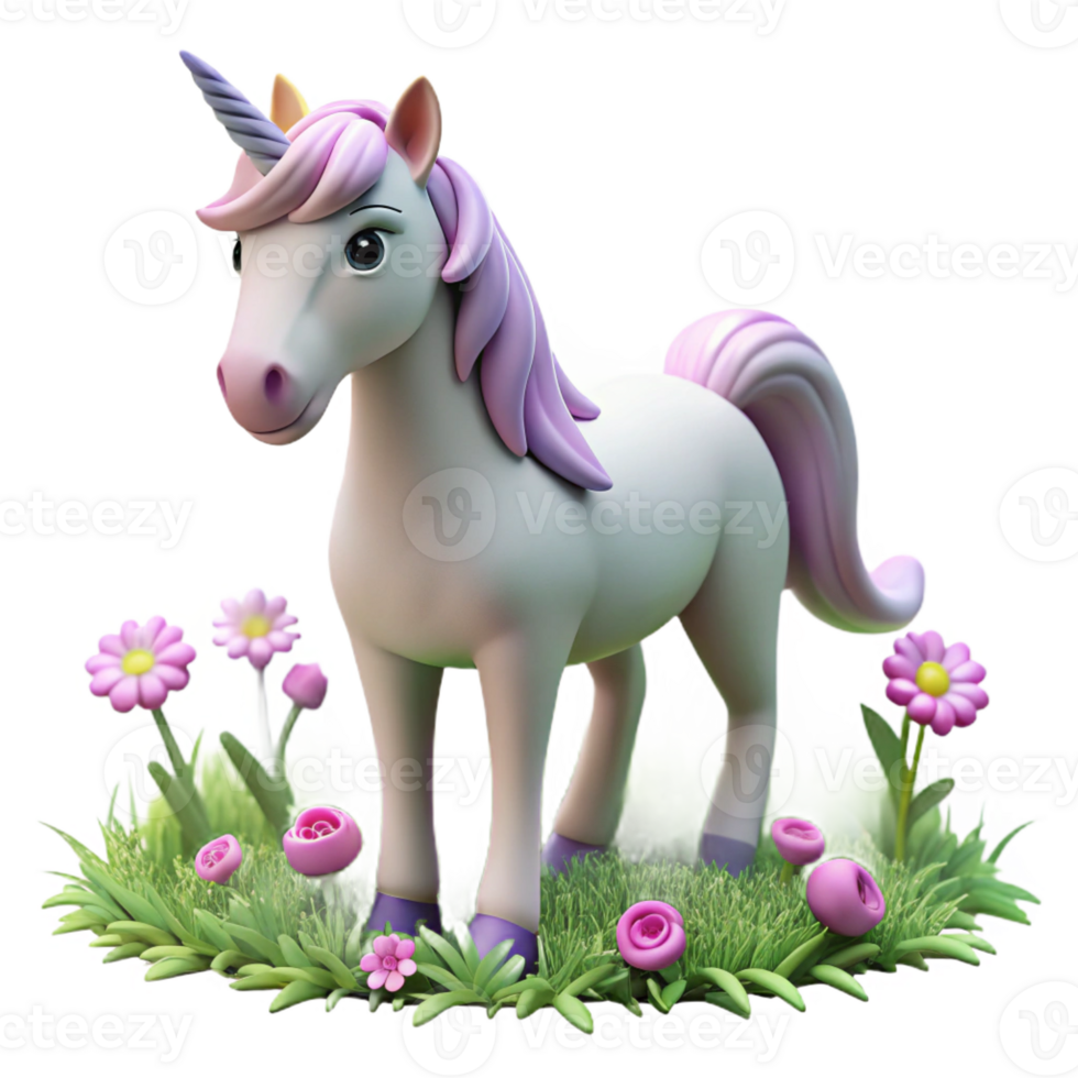 impressive classic A benevolent unicorn grazing peacefully in a flower-filled meadow. Soft, dreamy lighting. Fantasy art style high quality png