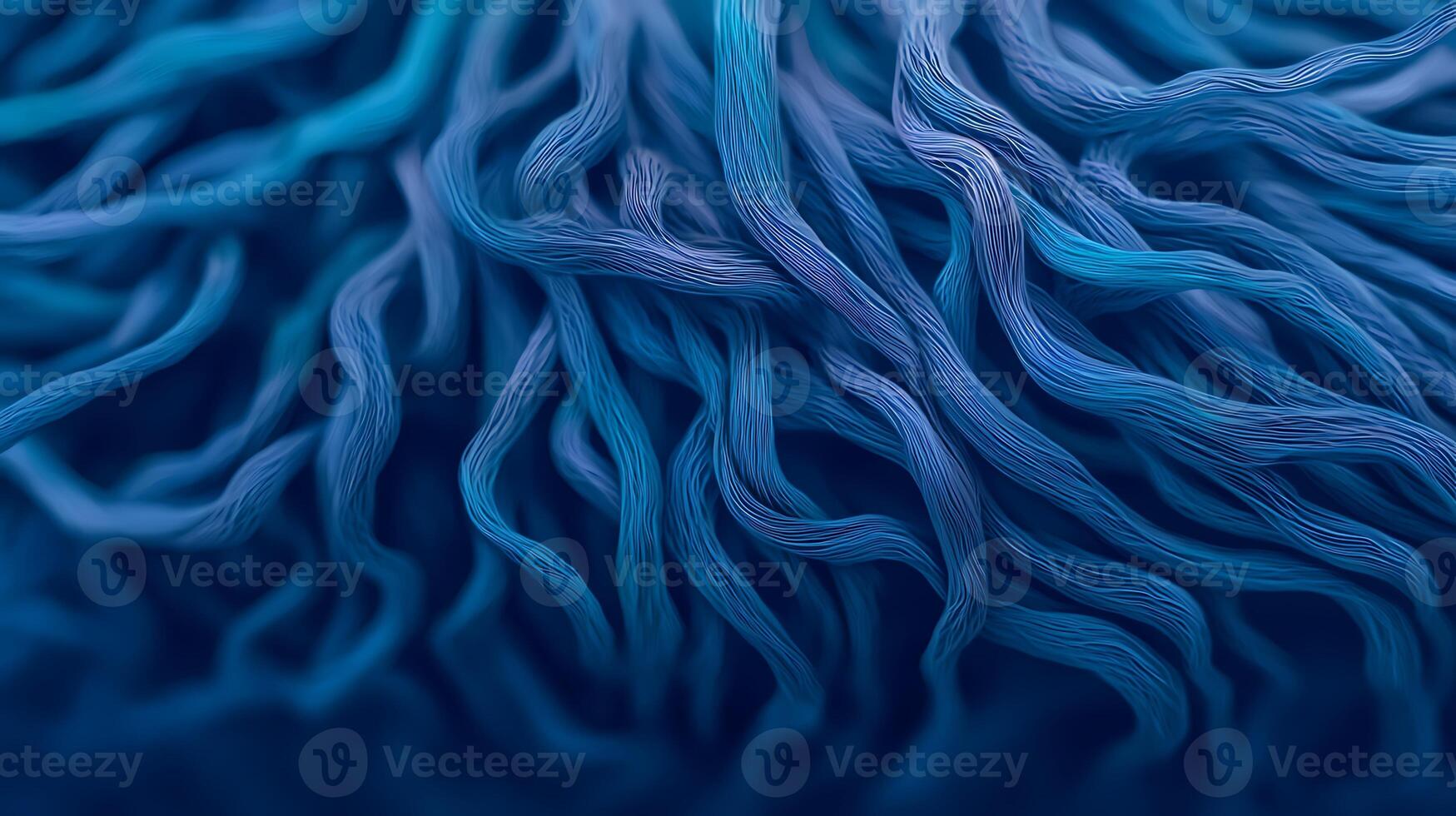 Close-up of intricate blue fibers creating a textured pattern, evoking a sense of depth and movement photo