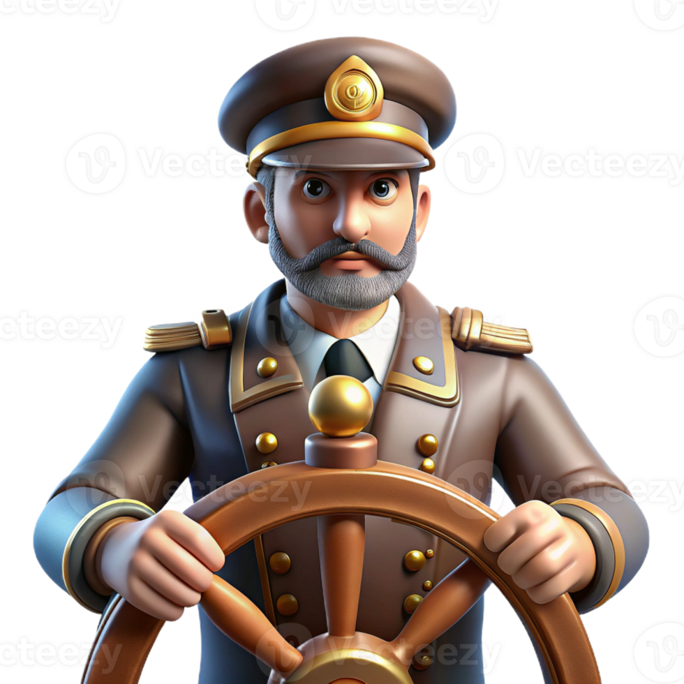 extraordinary classic A steampunk airship captain, standing at the helm of his vessel, with a determined expression. Strong, directional lighting, portrait style, realistic rendering genuine png