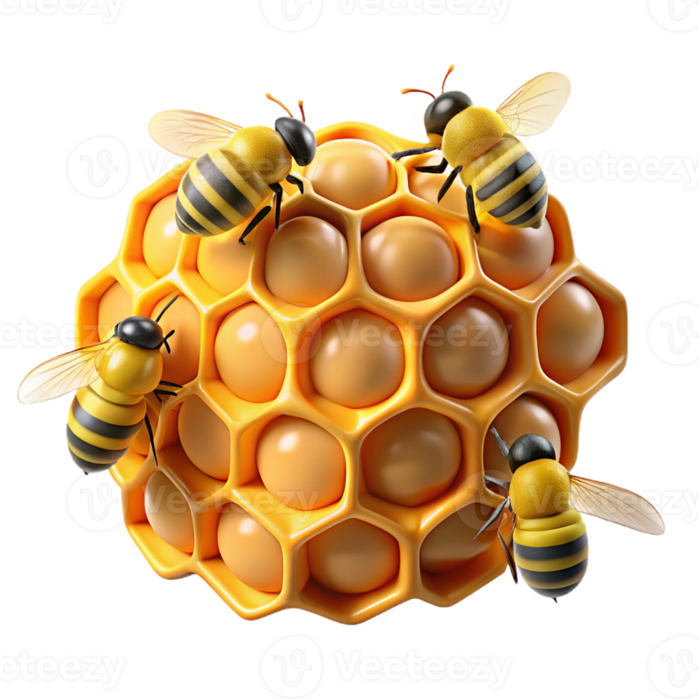 serene rustic A swarm of bees buzzing around a honeycomb, close-up view, natural lighting, documentary style authentic png