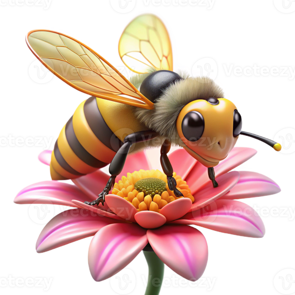 beautiful artistic A close-up of a bee collecting pollen from a flower, macro photography, detailed and vibrant high resolution png