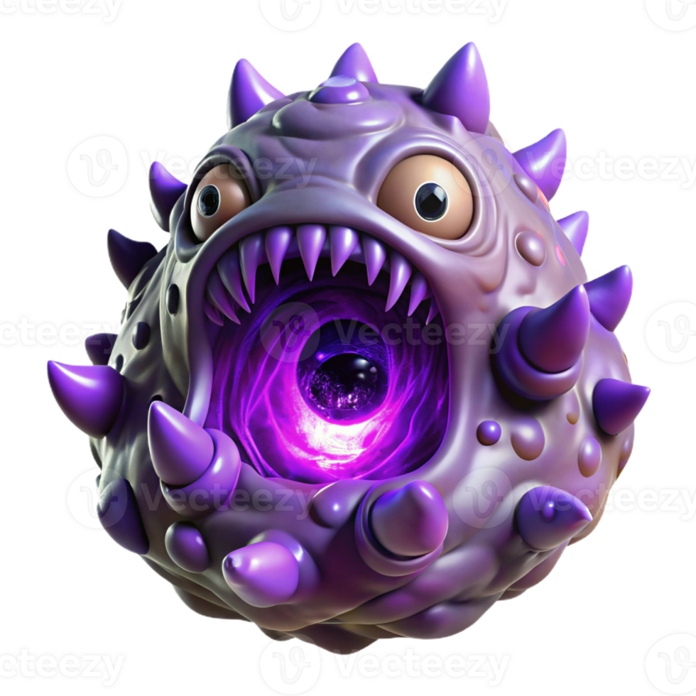 extraordinary vintage A monstrous, multi-eyed beast emerging from a dark, swirling portal, illuminated by pulsating purple light. Beksinski, surreal horror, nightmarish original png