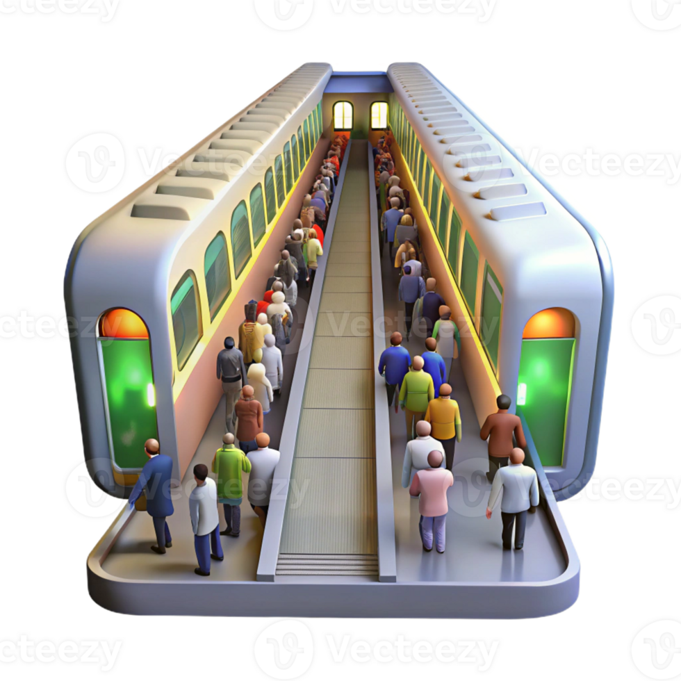 magnificent artistic A crowded subway platform during rush hour, harsh fluorescent lighting, gritty realistic style 4K png