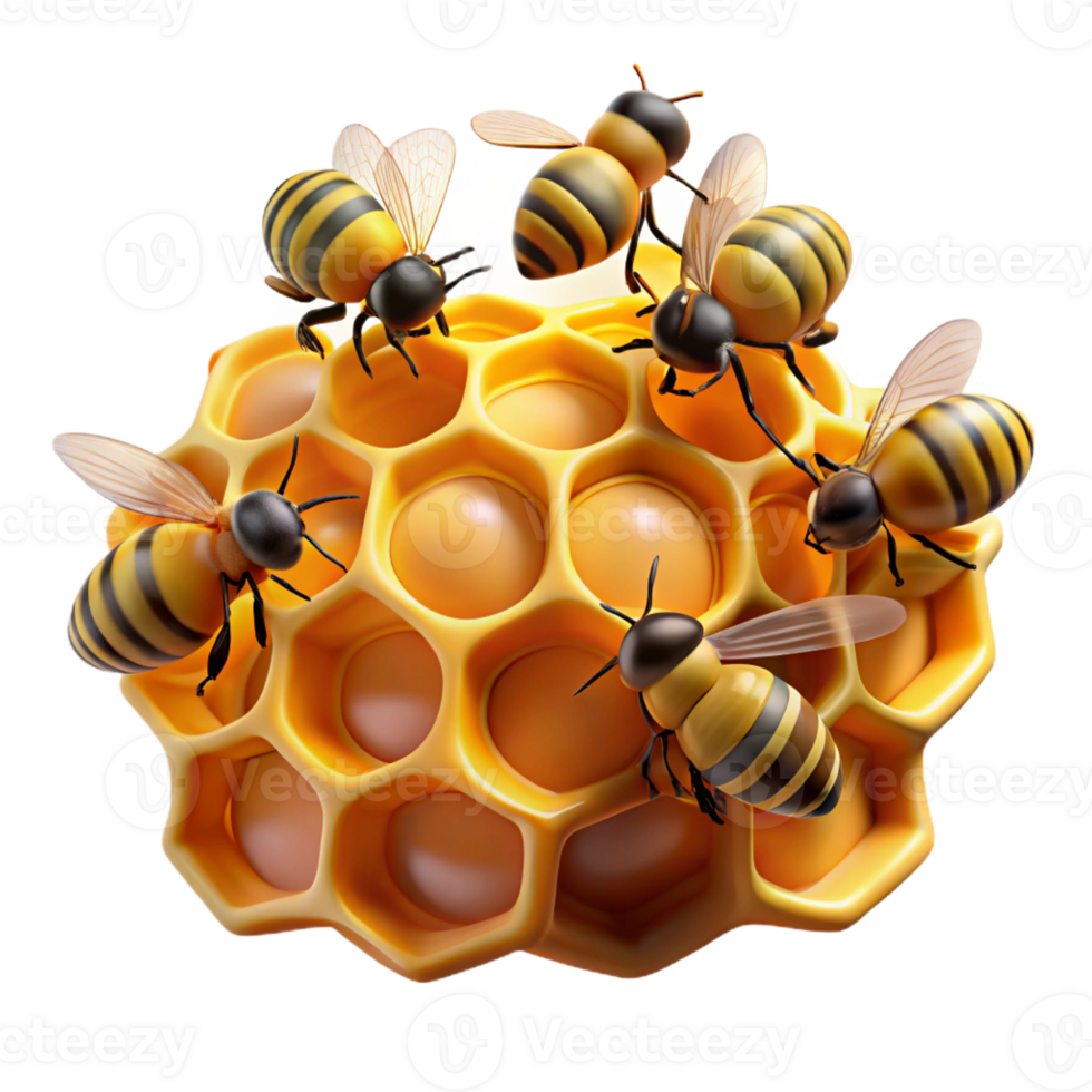 wonderful rustic A swarm of bees buzzing around a honeycomb, close-up view, natural lighting, documentary style authentic png