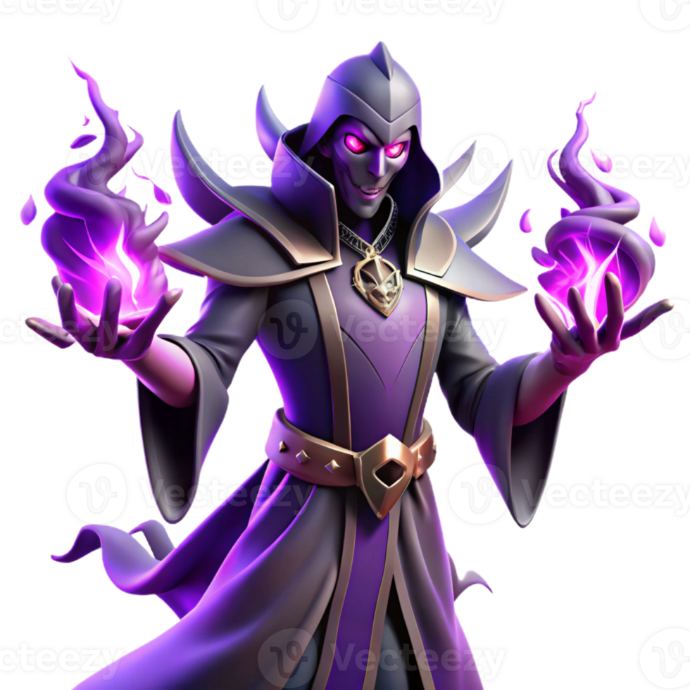 wonderful abstract A sinister warlock casting a dark spell, his hands wreathed in purple flames, surrounded by swirling shadows. Dramatic, low-key lighting. Gothic horror style detailed png
