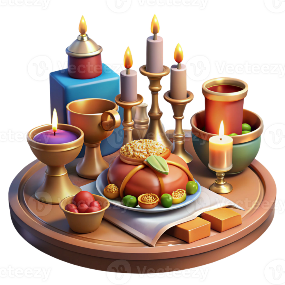 beautiful traditional A medieval banquet scene with lavish food and drink, rich colors, renaissance painting style, warm candlelight premium png