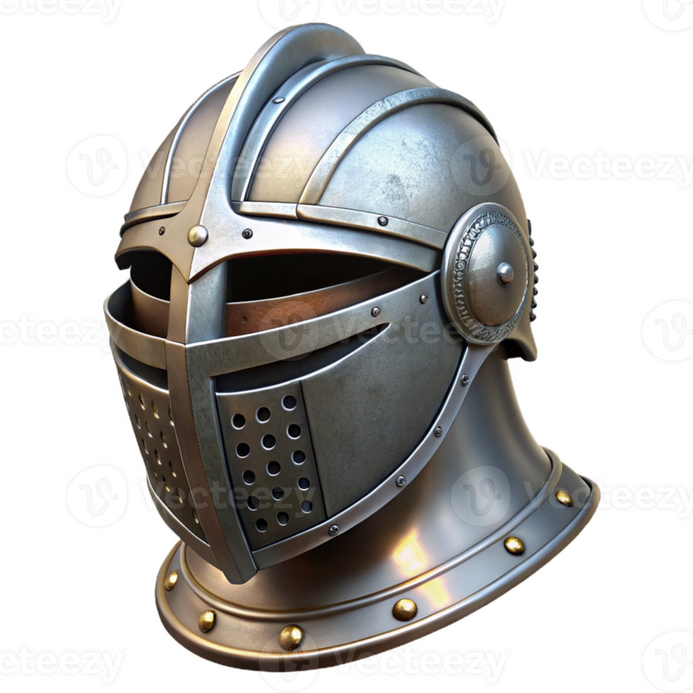 wonderful vintage A medieval knight's helmet, intricate metalwork, realistic detail, soft lighting authentic png