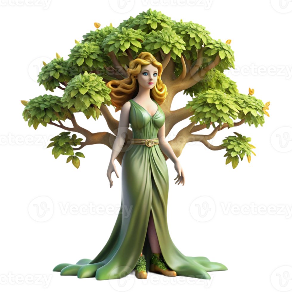 beautiful rustic An elegant dryad, merging seamlessly with an ancient oak tree, dappled sunlight filtering through the leaves. Soft, natural lighting. Pre-Raphaelite style exclusive png