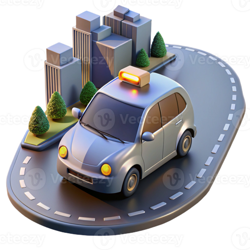 stunning modern A self-driving car navigating a busy city street, realistic lighting, photorealistic style authentic png