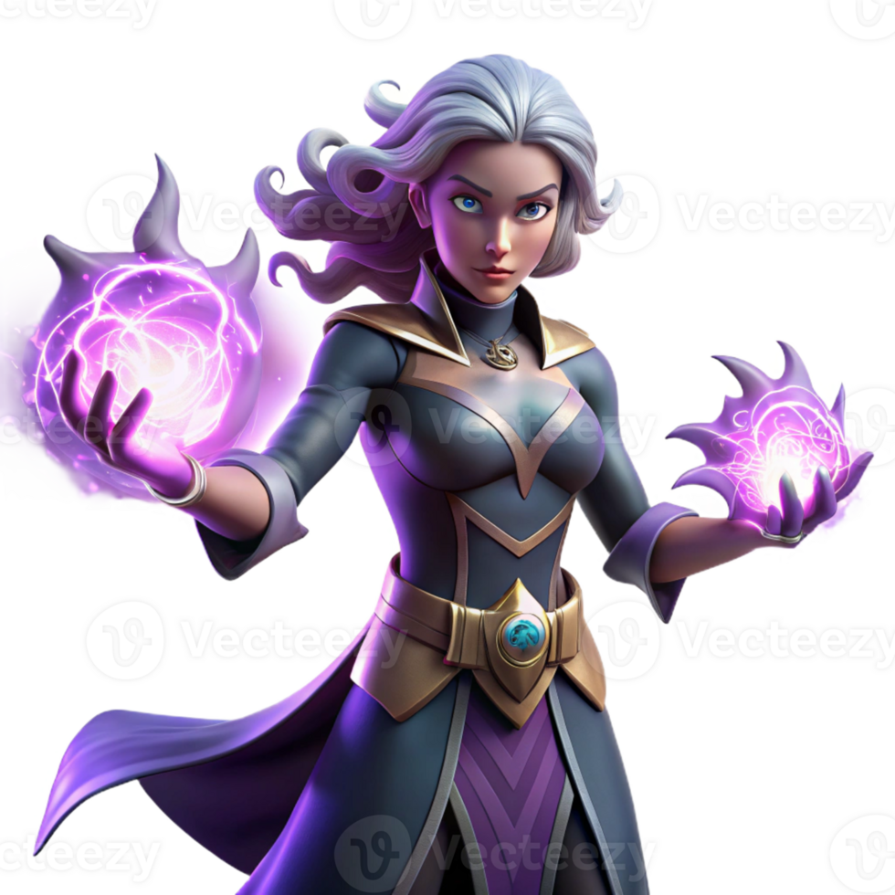 magnificent vintage A powerful sorceress with glowing hands summoning a storm of swirling energy, in a dynamic, comic book style high quality png