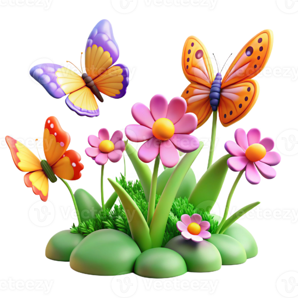 extraordinary classic A group of butterflies migrating across a field of wildflowers, vibrant colors, realistic style 4K png