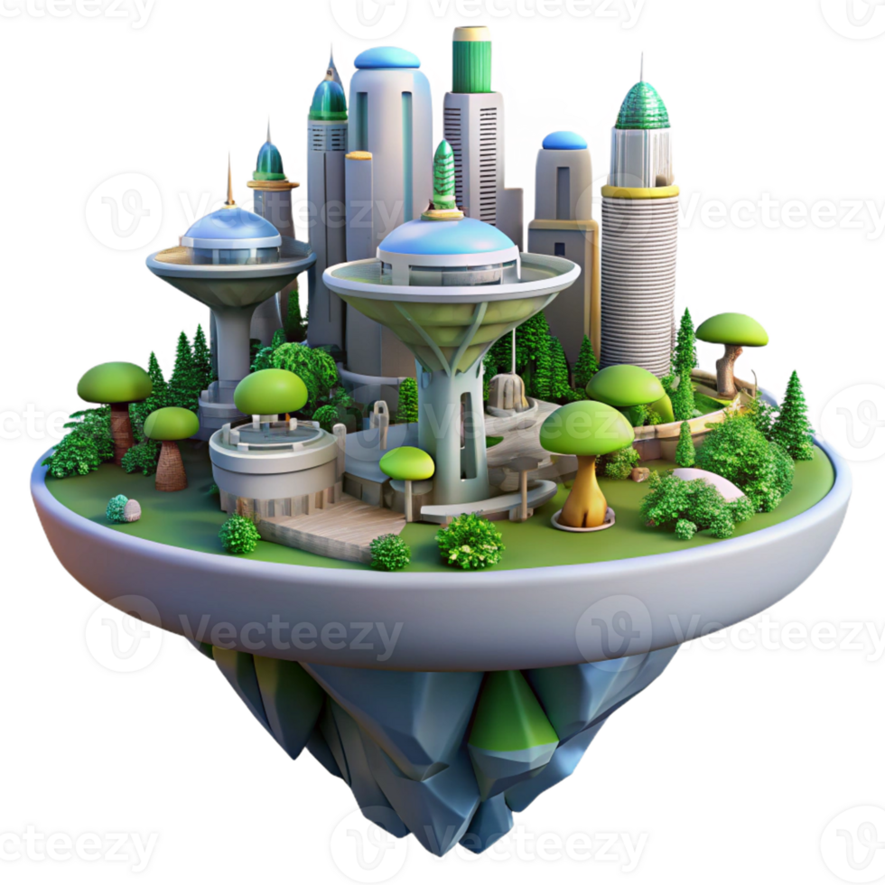 extraordinary abstract A futuristic city built on a giant tree, lush vegetation and advanced technology, utopian theme exclusive png