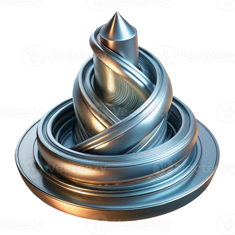 impressive minimalist A swirling, gravity-defying skyscraper made of polished chrome, reflecting the city lights below, cyberpunk style exclusive png