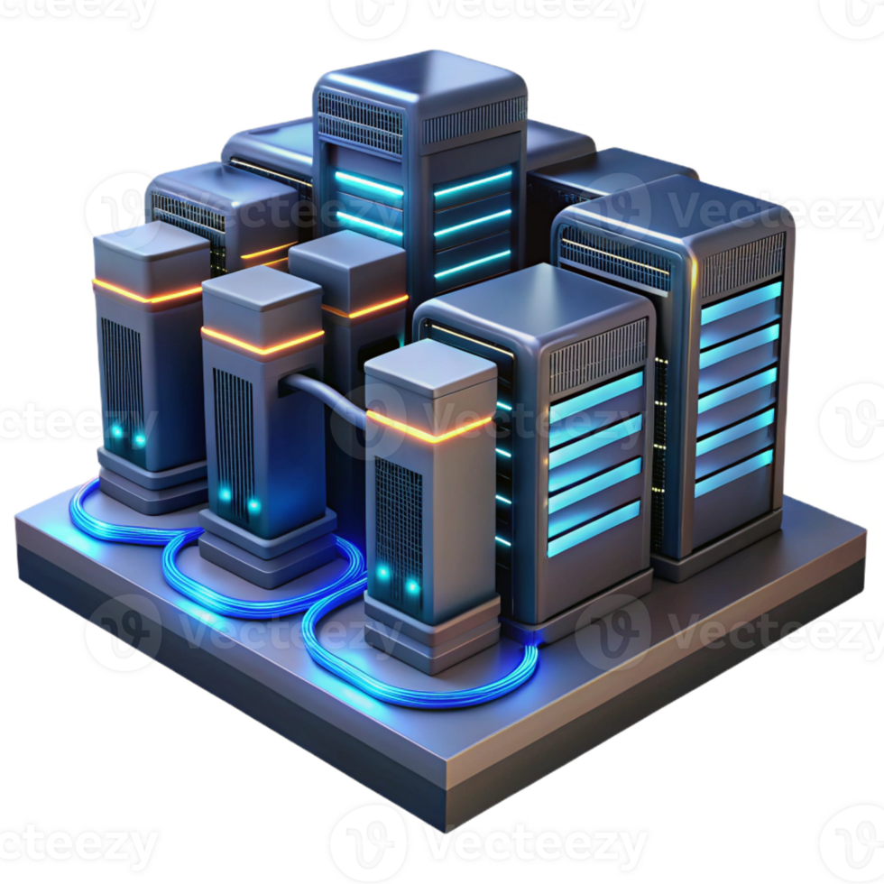 extraordinary rustic A futuristic data center with rows of servers and glowing cables, complex and intricate, dark and moody lighting authentic png