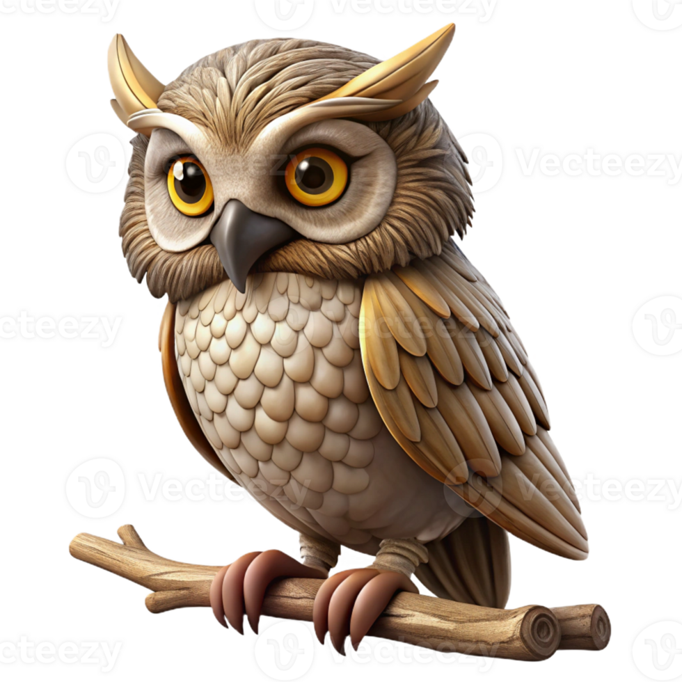 stunning traditional A wise old owl perched on a branch, its feathers ruffled by a gentle breeze, depicted in a vintage, engraved style 4K png