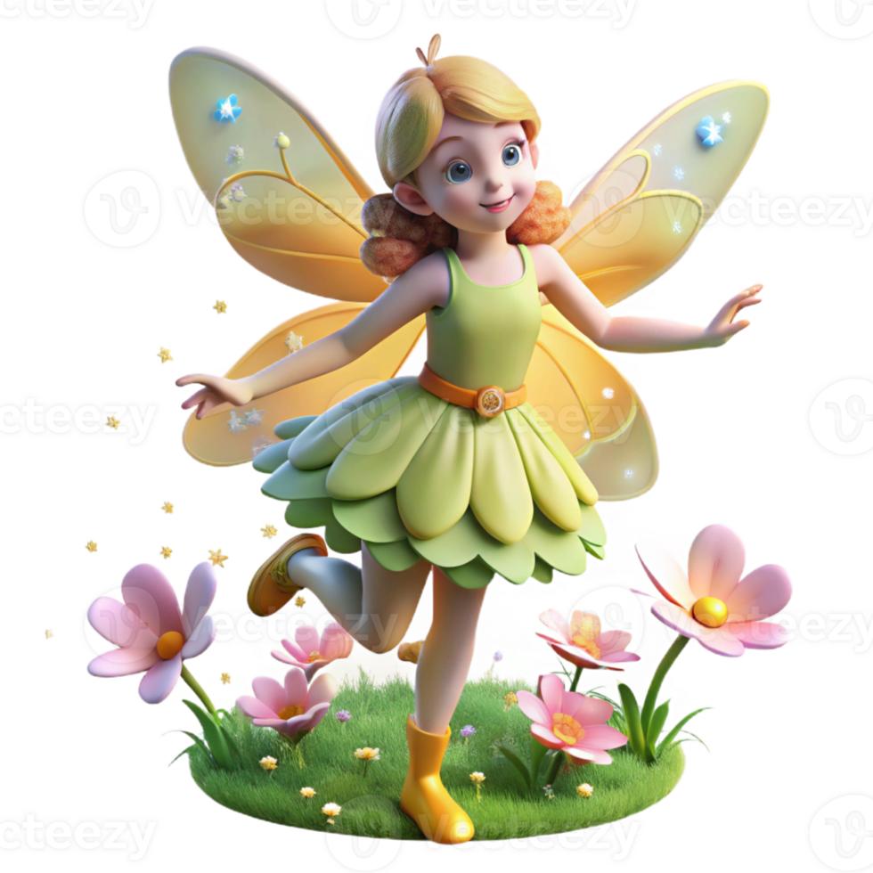 stunning minimalist A whimsical fairy with butterfly wings, dancing in a field of glowing flowers. Impressionist style, soft lighting authentic png