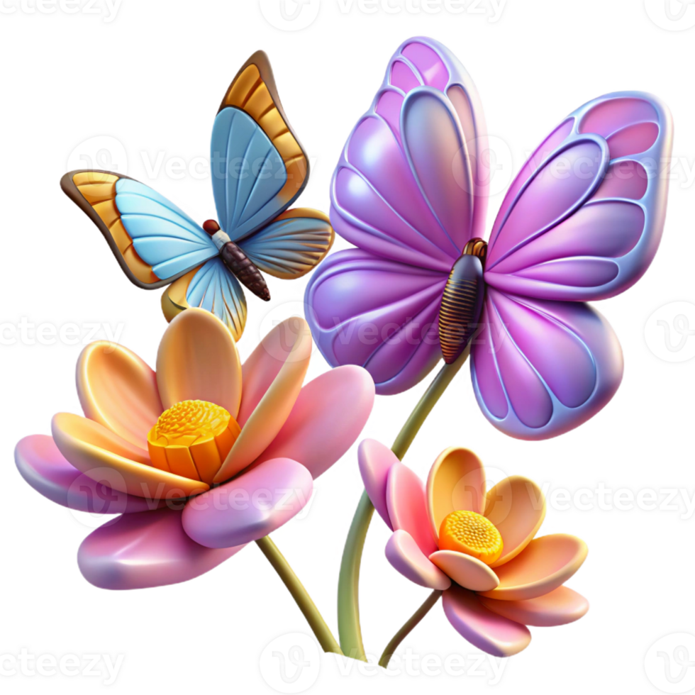 serene creative A group of butterflies fluttering around a flower, bright daylight, photorealistic style detailed png