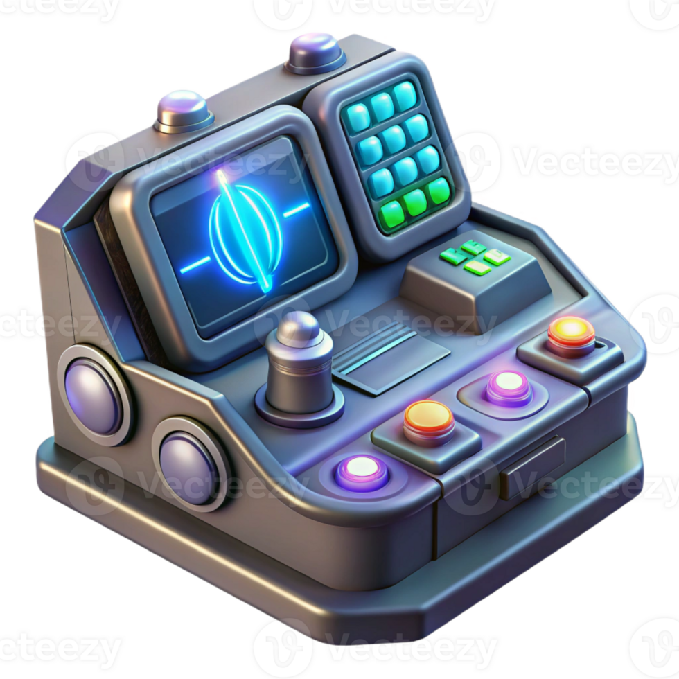 dramatic classic A futuristic control panel with glowing buttons and displays, complex and intricate, sci-fi style original png