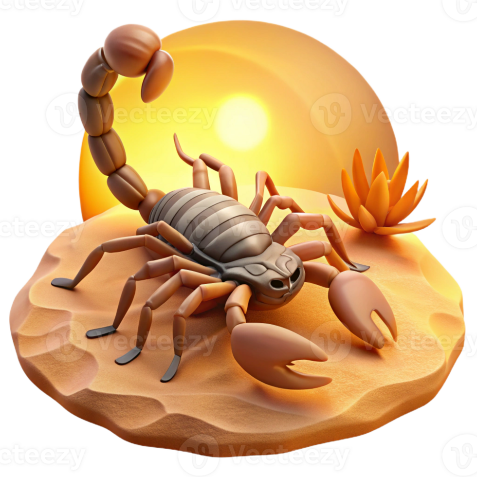 elegant rustic A scorpion in the desert, harsh sunlight, detailed texture genuine png