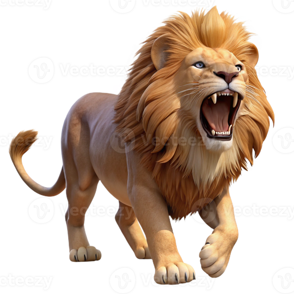 dramatic traditional A roaring lion with a flowing mane, powerful and majestic, realistic wildlife photography exclusive png