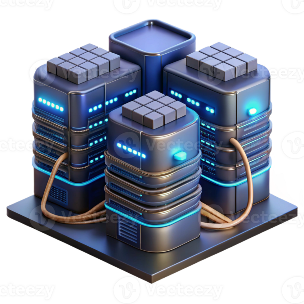 magnificent creative A futuristic data center with rows of servers and glowing cables, complex and intricate, dark and moody lighting exclusive png