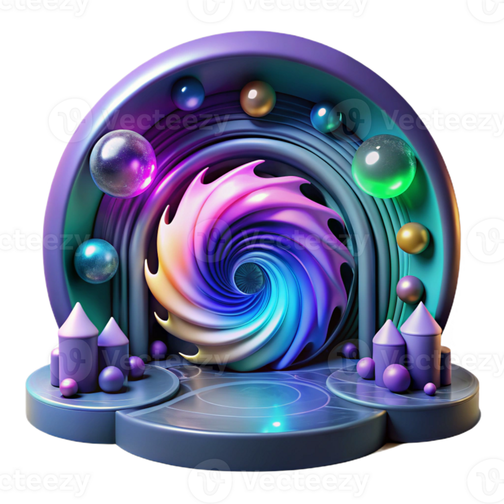 vibrant artistic A portal to another dimension, swirling with vibrant colors and strange geometric patterns, in a dark, futuristic laboratory. Surreal, abstract style, dynamic composition professional png