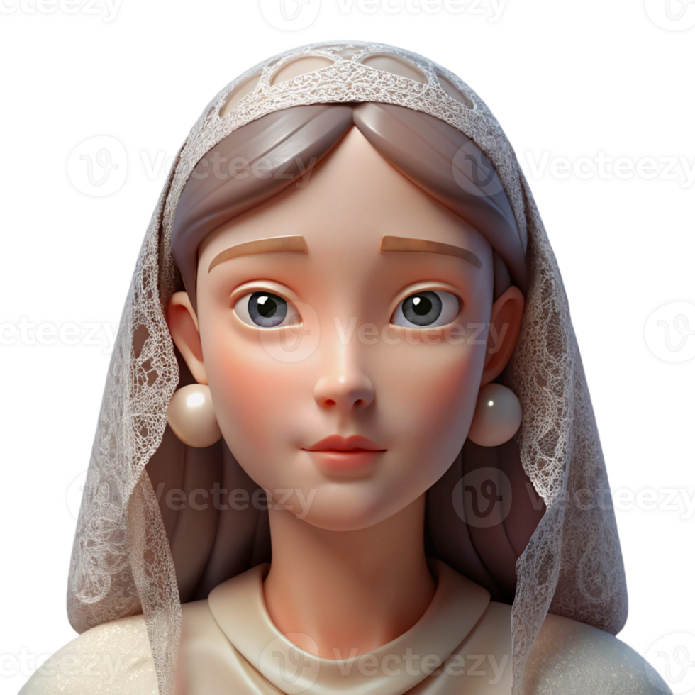 vibrant artistic Portrait of a woman with delicate features and a melancholic expression, wearing a lace veil, lit by soft, diffused light, in a Pre-Raphaelite style premium png