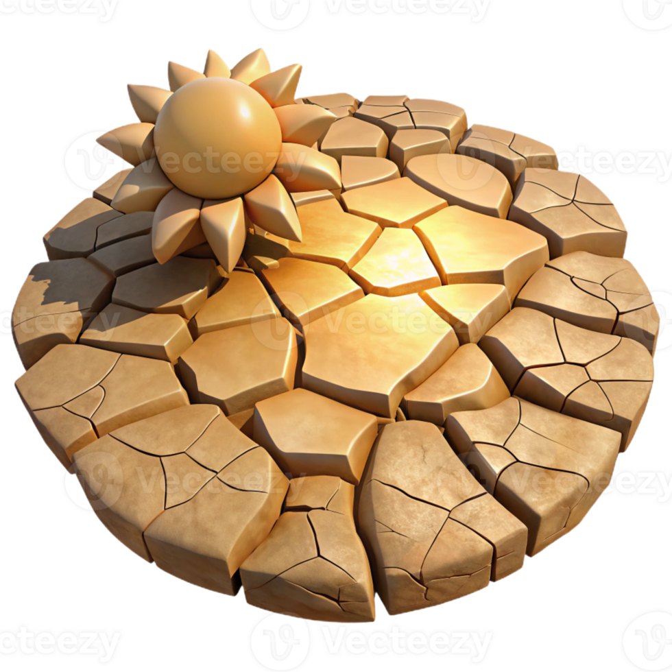 serene traditional A cracked desert floor, parched and dry, harsh sunlight, photorealistic style exclusive png