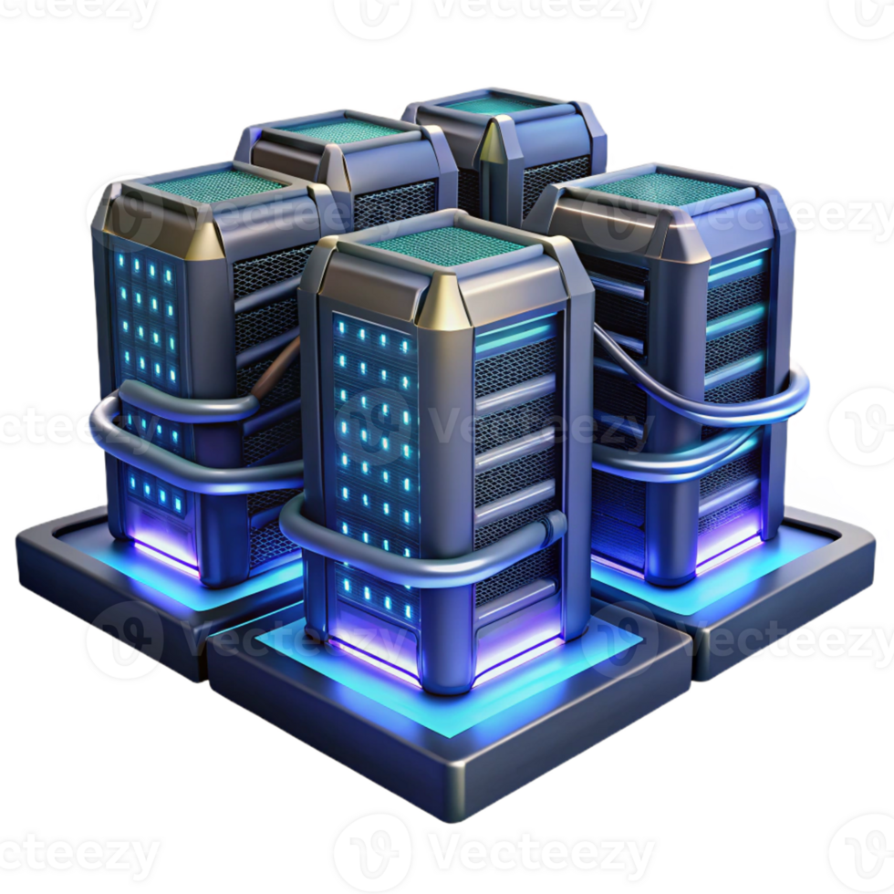 vibrant abstract A futuristic data center with rows of servers and glowing cables, complex and intricate, dark and moody lighting original png