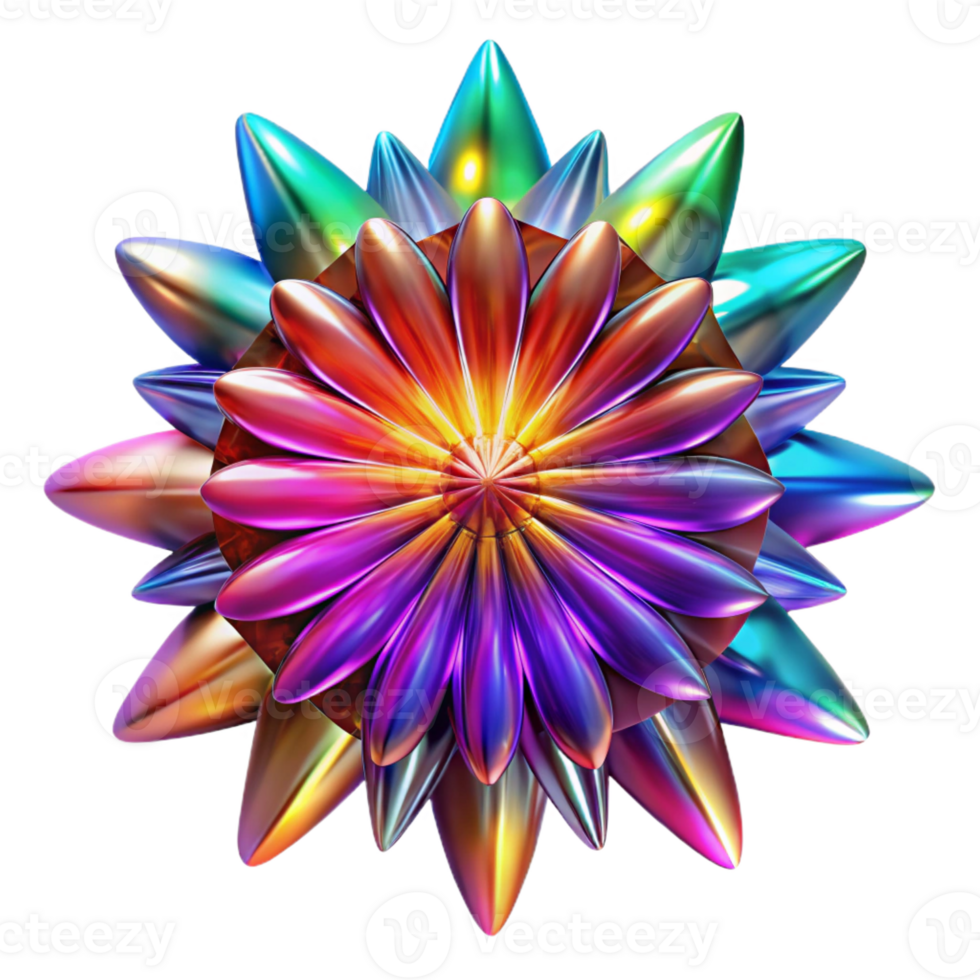 vibrant modern A kaleidoscopic explosion of color and light, radiating outwards from a central point, in a vibrant, psychedelic style premium png