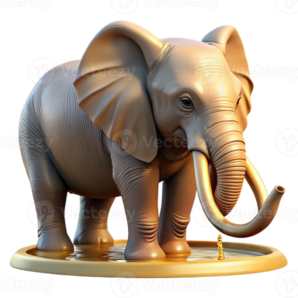 serene vintage A majestic elephant drinking from a watering hole, golden hour lighting, photorealistic style with detailed skin texture exclusive png