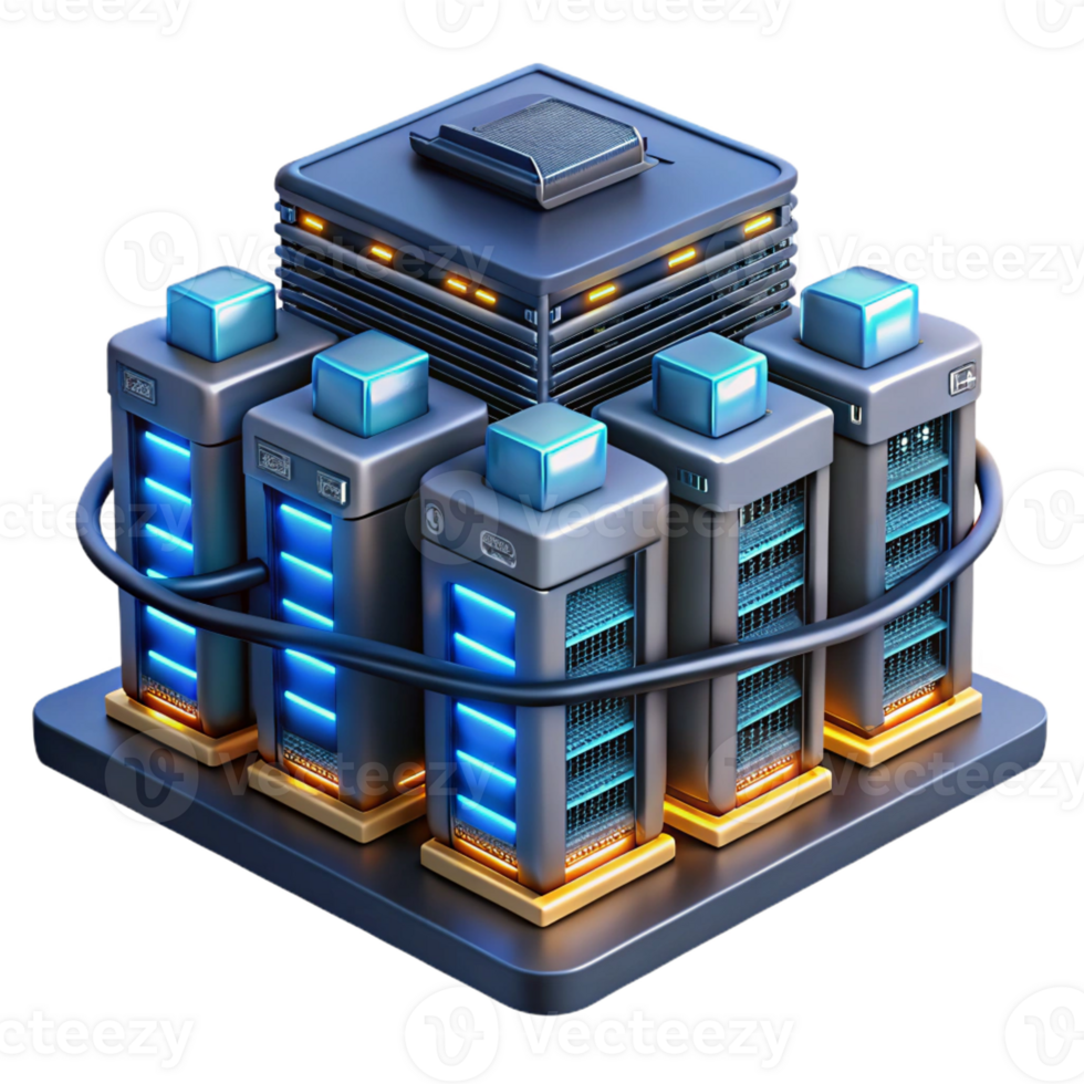 vibrant modern A futuristic data center with rows of servers and glowing cables, complex and intricate, dark and moody lighting genuine png