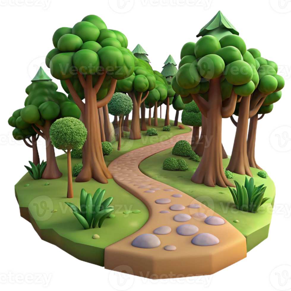 serene traditional A winding dirt path through a dense forest, dappled sunlight, mysterious style high quality png