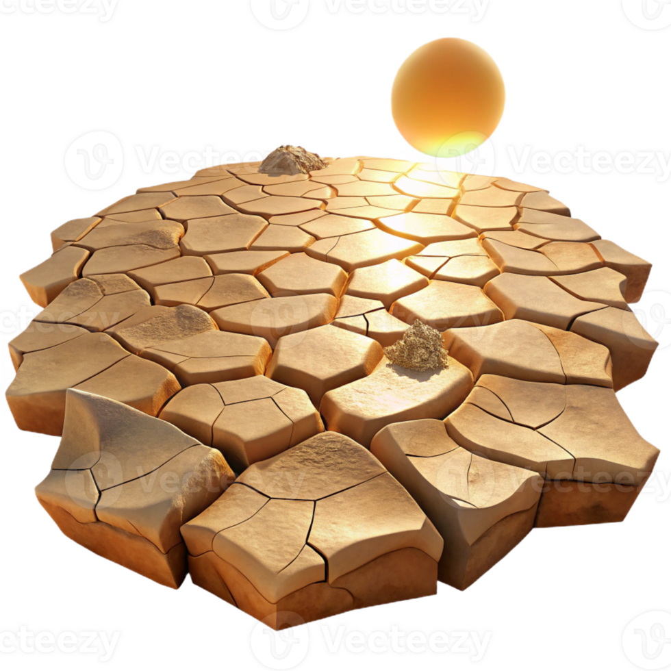 stunning classic A cracked desert floor, parched and dry, harsh sunlight, photorealistic style professional png