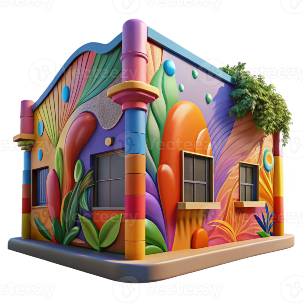 serene traditional A colorful mural painted on the side of a building in a bohemian neighborhood, vibrant street art style, bright daylight, expressive brushstrokes high resolution png