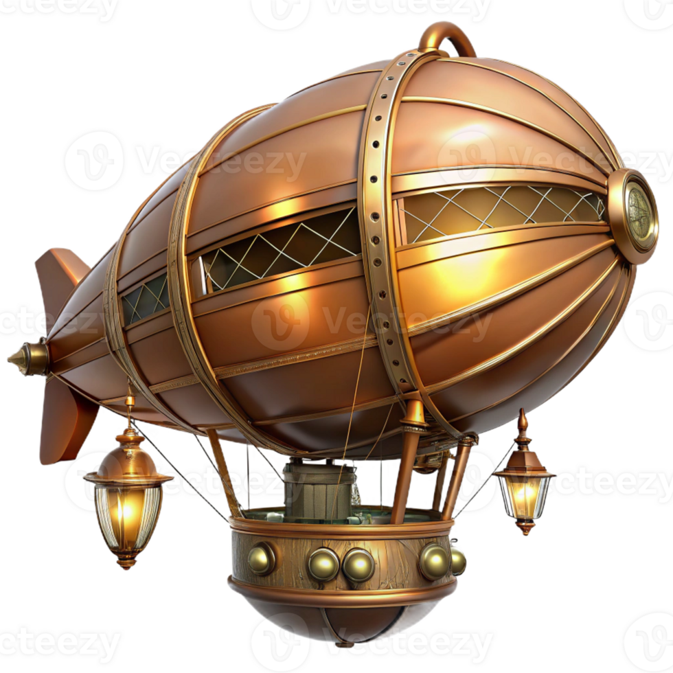 extraordinary abstract A steampunk airship, copper and brass, intricate gears visible, lit by warm flickering gaslight, highly detailed, art nouveau style genuine png