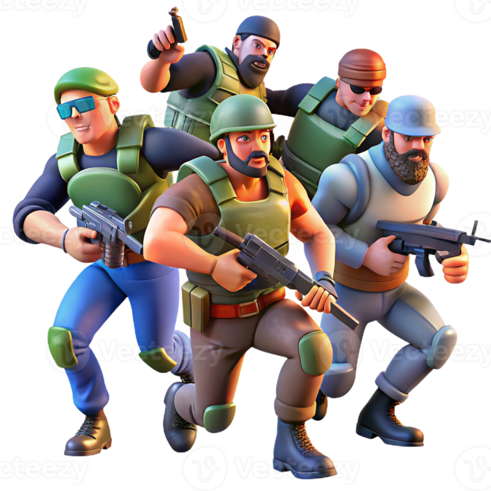 elegant minimalist A group of rebels fighting against heavily armed soldiers, dynamic action scene, gritty realism style, dramatic lighting, muted color palette detailed png