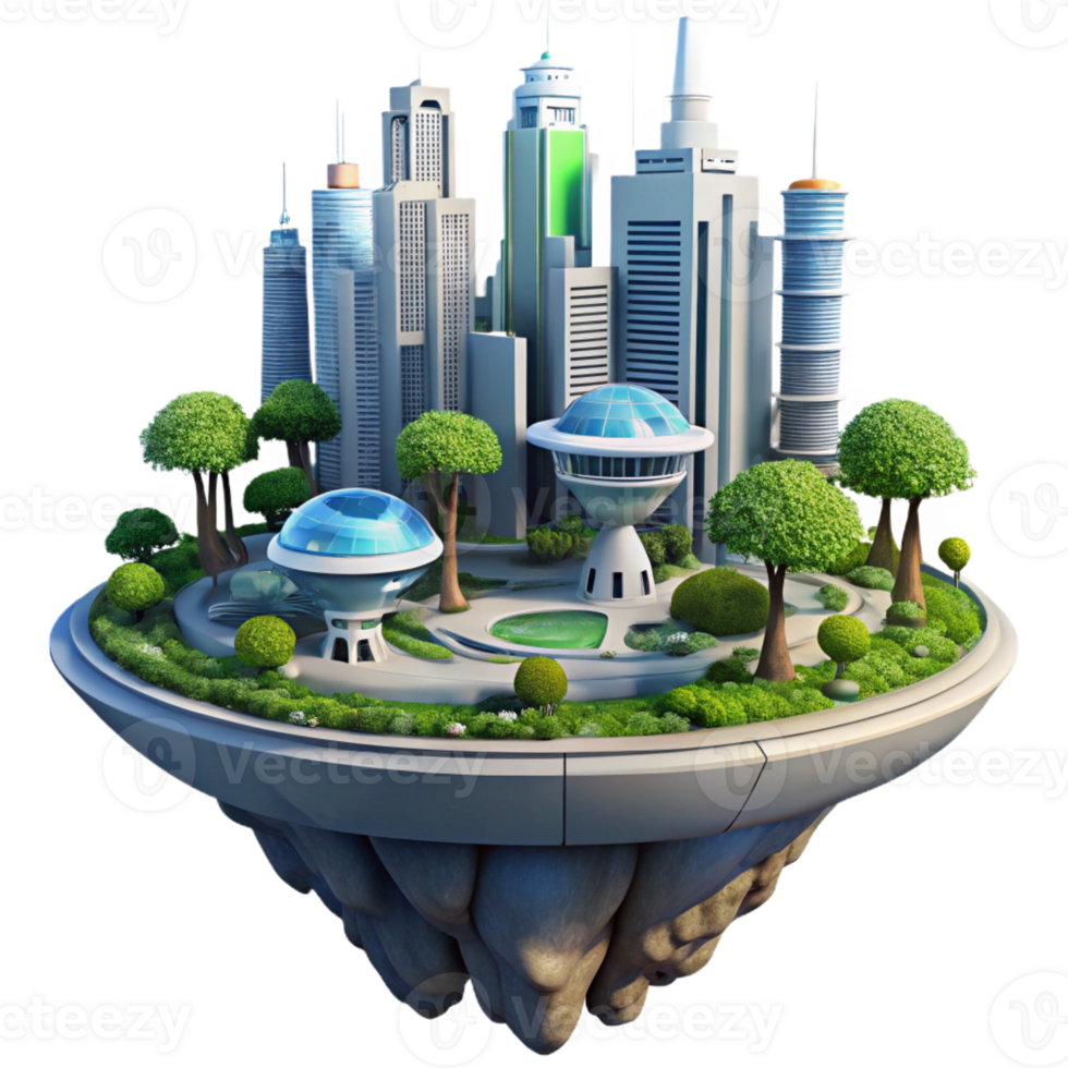 wonderful abstract A futuristic city built on a giant tree, lush vegetation and advanced technology, utopian theme high resolution png