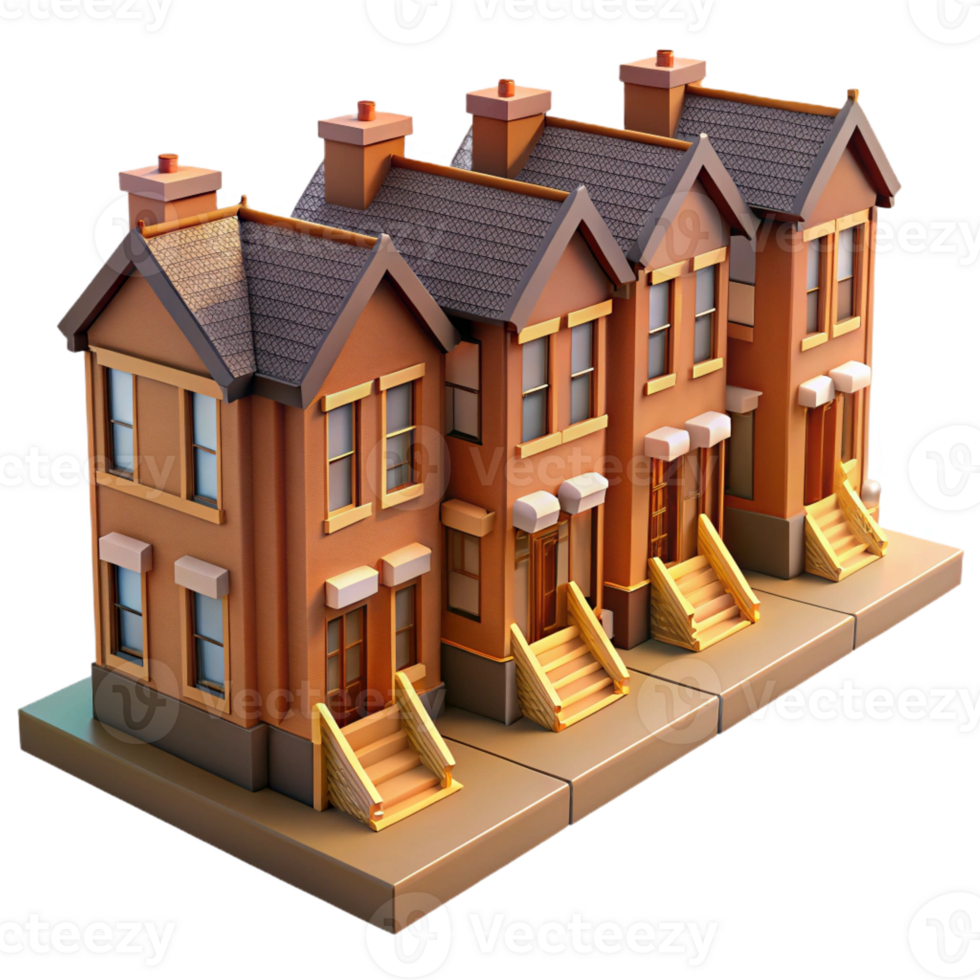 impressive vintage A row of brownstone houses in a quiet neighborhood, urban residential photography, warm afternoon light authentic png