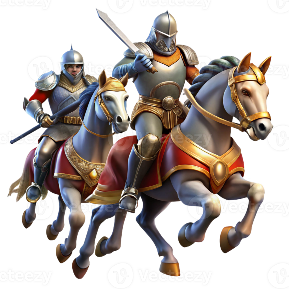 beautiful abstract A group of brave knights in shining armor, charging into battle on horseback. Dramatic, action-packed lighting, medieval fantasy style genuine png