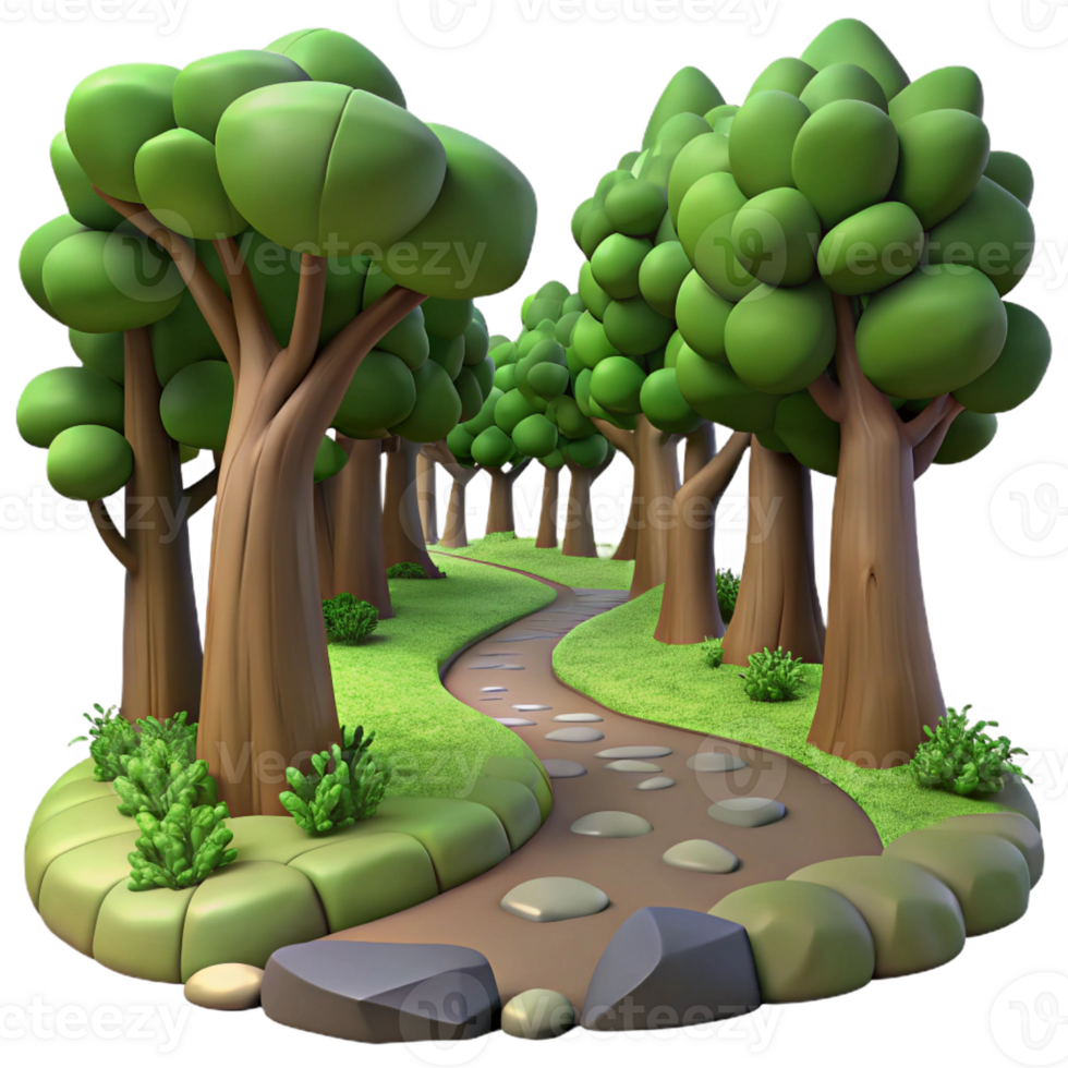 elegant classic A winding dirt path through a dense forest, dappled sunlight, mysterious style authentic png