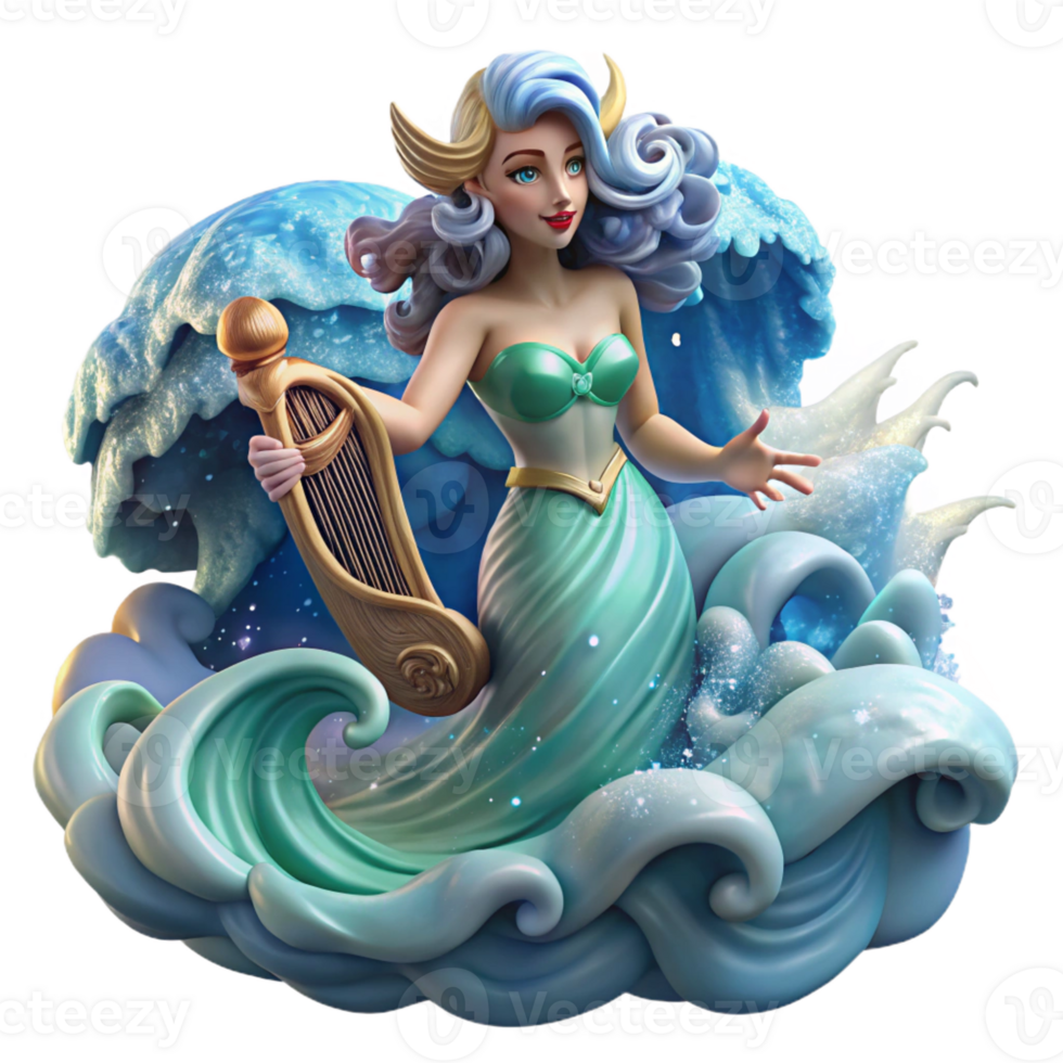 wonderful minimalist A beautiful siren, luring sailors with her enchanting song, amidst crashing waves and stormy skies. Dramatic, dynamic lighting. Romantic style 4K png