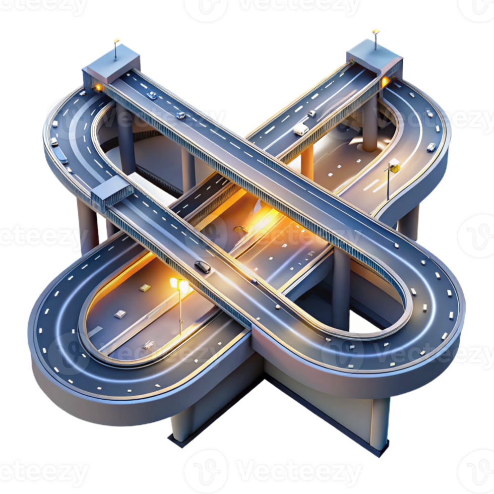 vibrant traditional An aerial view of a complex highway interchange at night, abstract style, long exposure photography exclusive png